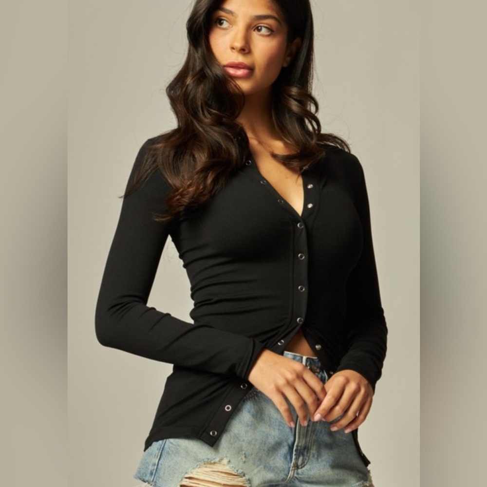 Love Poem Ribbed Full Snap Long Sleeve
